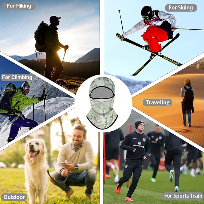 Achiou Balaclava Face Mask, Ski Mask for Men Women Football, Lightweight Sheisty, Ninja Shiesty Sun Hood UV Protector Cycling