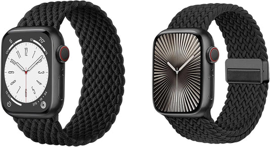 Zedoli 2-Pack Braided Solo Loop & Magnetic Braided Solo Loop Compatible with Apple Watch Band 44mm 45mm 46mm 42mm Women Men Series 10 9 8 7 6 5 4 3 2 1 SE Ultra/Ultra 2