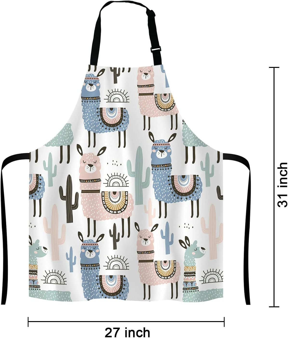 llama Kitchen Cooking BBQ Chef Apron, Cute Animal Alpaca with Cactus Apron for Men, Women - Dad Gifts, Gifts for Men - Birthday, Mothers Day Gifts for Mom, Wife, Husband, Brother, Friends