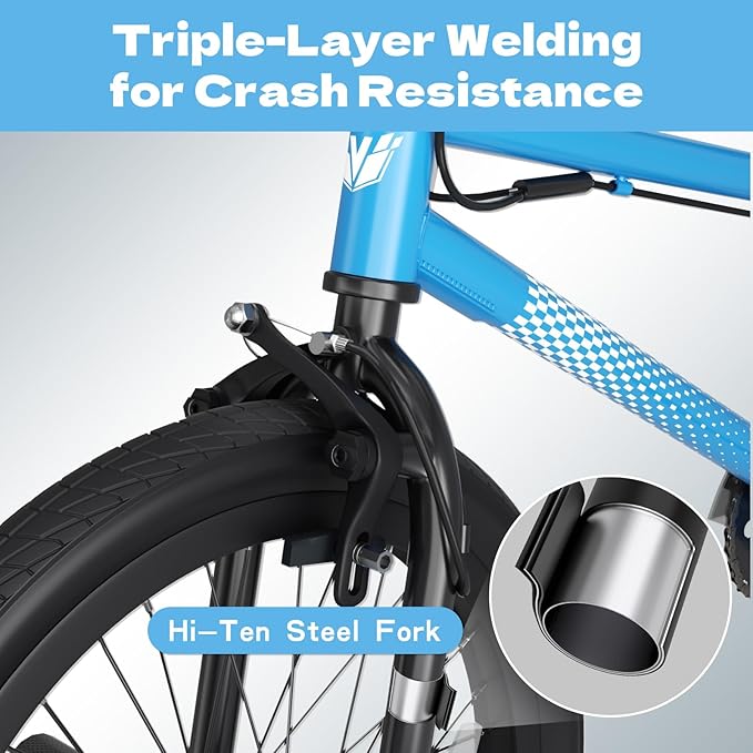 67i Boys BMX Bike 18/20 Inch Ages 8-12 Kids Bicycle with Front Rear U Brake Adjustable Seat Iron Fork 2.09" Wide Tires