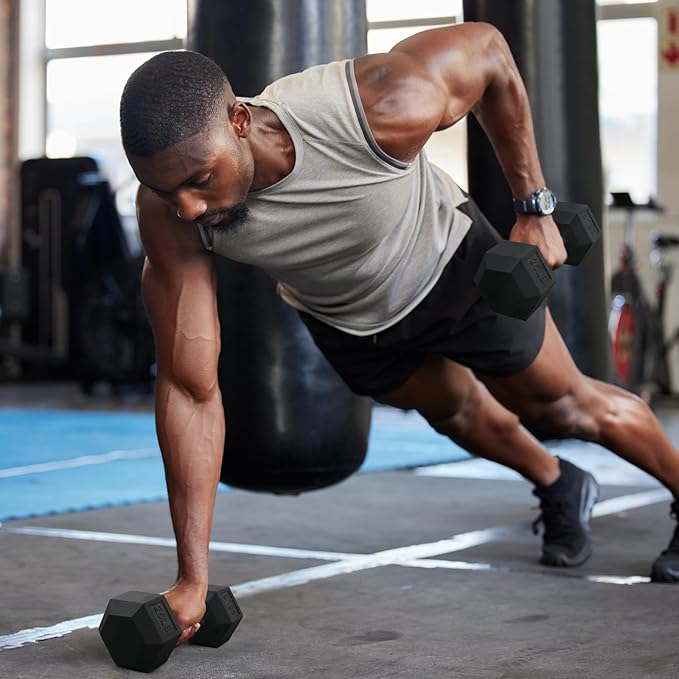 RITFIT 300/350/450/650/180/200/210 LB Rubber Hex Dumbbells Set with Optional Dumbbell Rack, Multi Weight Set to Choose, Ideal for Home Gym and Fitness