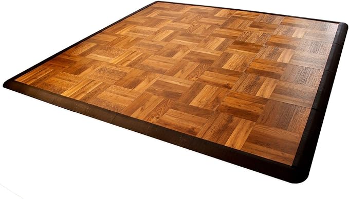 Big Floors 4X4DKOAKFLOOR Interlocking Lightweight Plastic Modular Dance Floor Kit (4' x 4'), Dark Oak, 32 Piece