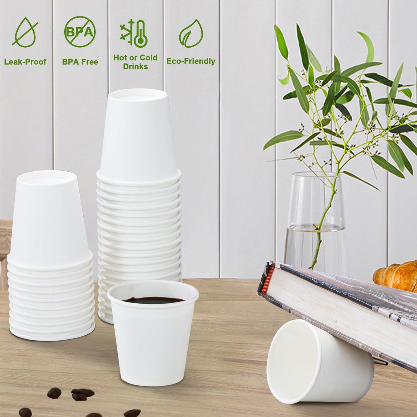 1200 Pack 3 oz Paper Cups, Small Disposable Bathroom Mouthwash Cups, Espresso Cups,Mini White Paper Cups 3 Ounce for Parties, Bathroom, Picnics, Travel and Events