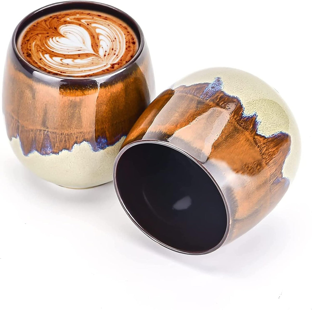 Espresso Cups Ceramic Cup Espresso Coffee Cup Small Tea Cups Tasting Cups Ceramic Mate Cup (2 x 3Oz, Brown)
