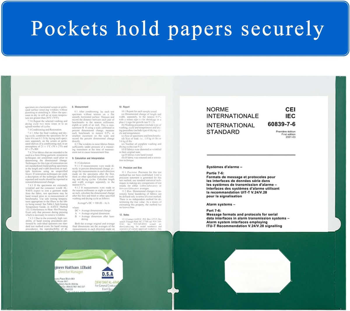 Zzrywuty File Folders with Pockets Letter Size, 25-Pack Paper Folders with Card Slot, Two Pocket Folders for School Students, Businessmen, Home and Office Workers（Dark Green）