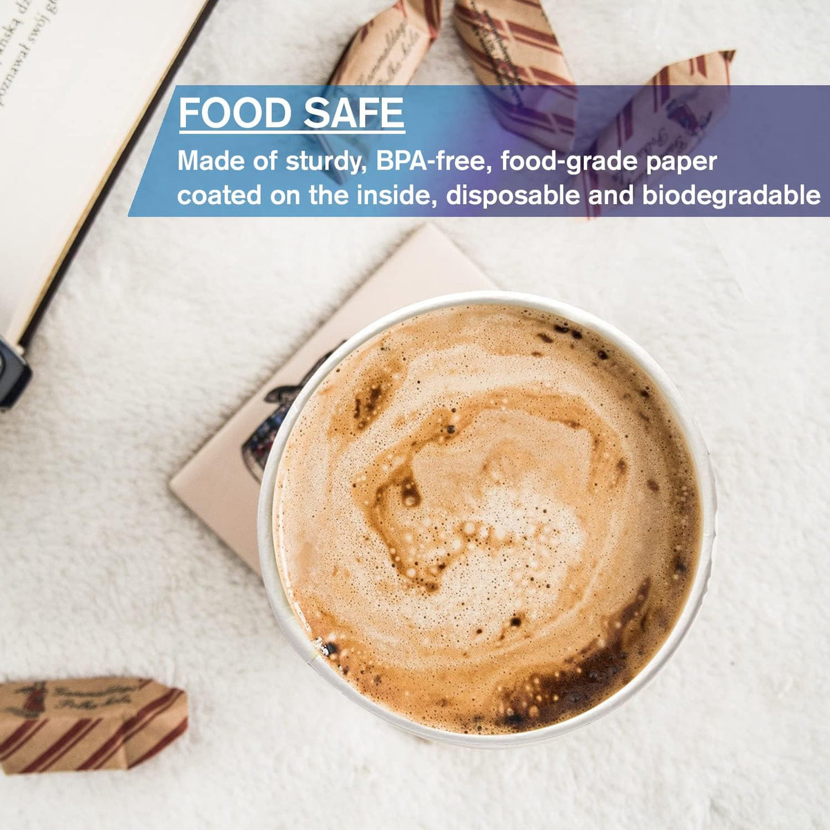 Smygoods White Disposable Paper Coffee Cups with Lids (16 OZ, 100 Count) For Hot Beverages, Tea, Espresso, Cocoa - To Go Drink Containers, Café & Office