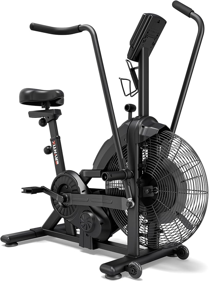 Air Bike, Exercise Bike with Magnetic & Air Resistance Fan Bike, Stationary Bike for Home Cardio Workout, Adjustable Indoor Cycling Bike with APP & Dual Action Handlebars, 350lb Capacity