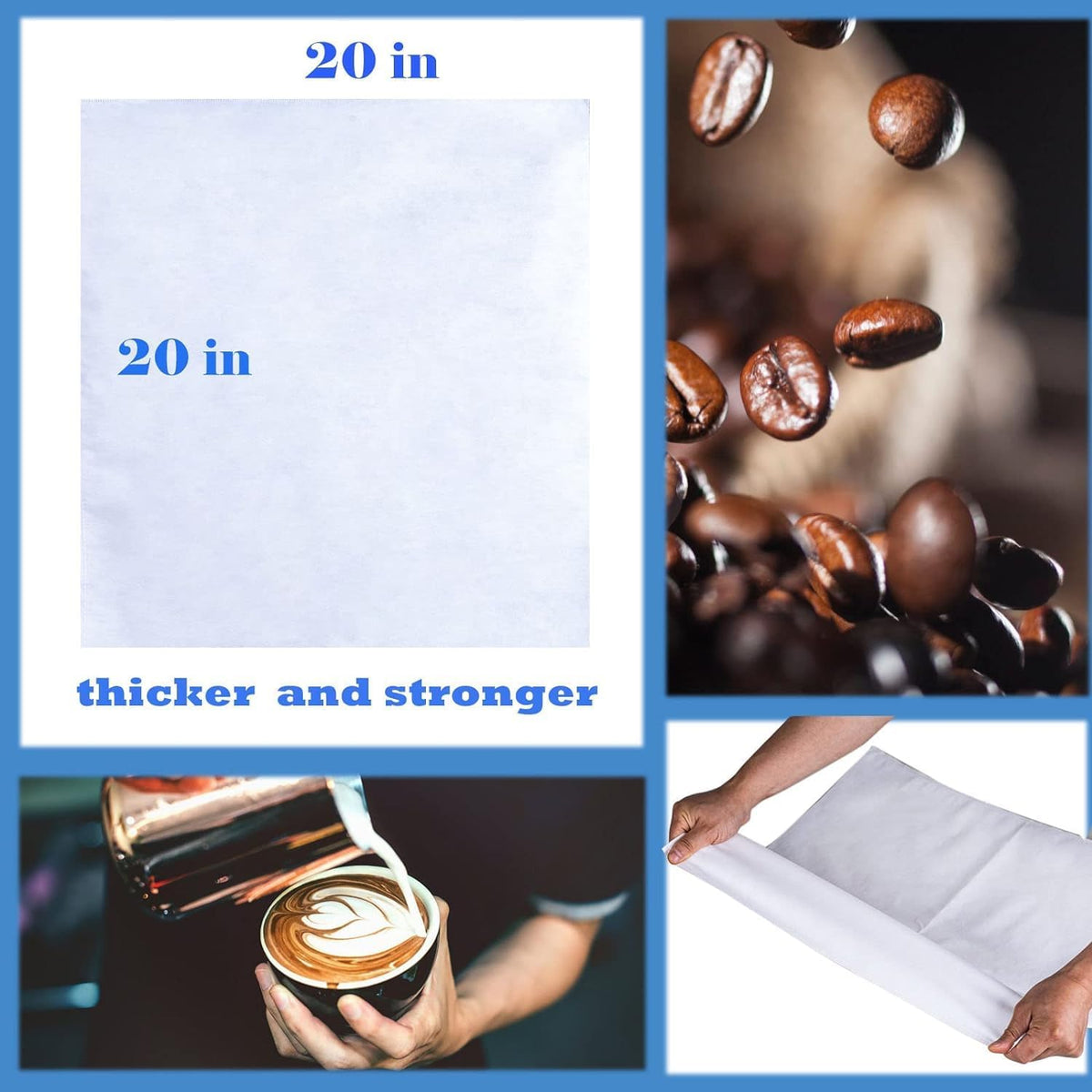 100 Pack Cold Brew Coffee Filters, 20" X 20" Commercial Cold Brew Bags, Brew Up To 5 LBS Coffee, Filter Bag, 5 Gallon Coffee Filter