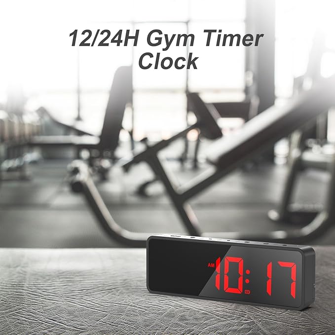 ANJANK Small Portable Gym Timer Clock, Strong Magnet, Workout Interval Timer with Powerful Battery, Stopwatch, Remote Control, Adjustable Brightness, Fitness Digital Timer for Home/Garage/Boxing
