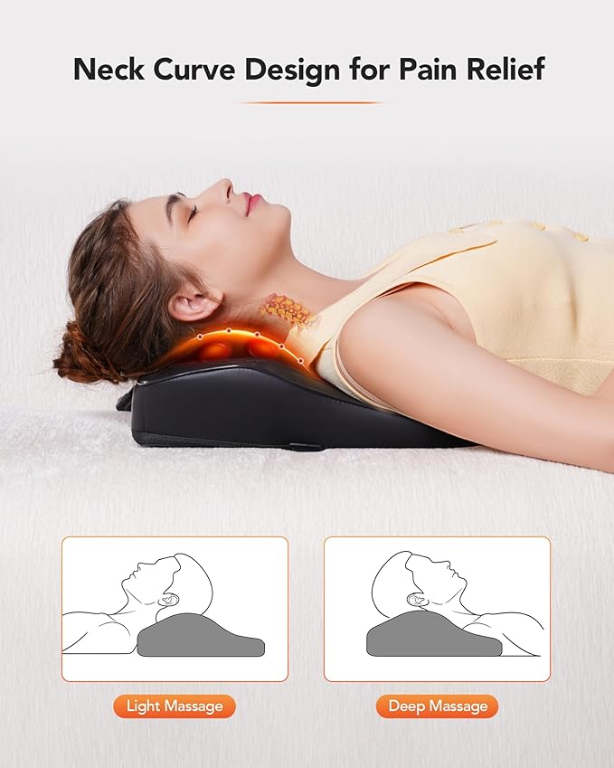 Back Massager with Heat, Neck Massager for Pain Relief Deep Tissue 3D Shiatsu Kneading Electric Massage Pillow for Whole Body Relaxation, Home, Car, Office Use, Gifts for Mom, Dad, Women, Men