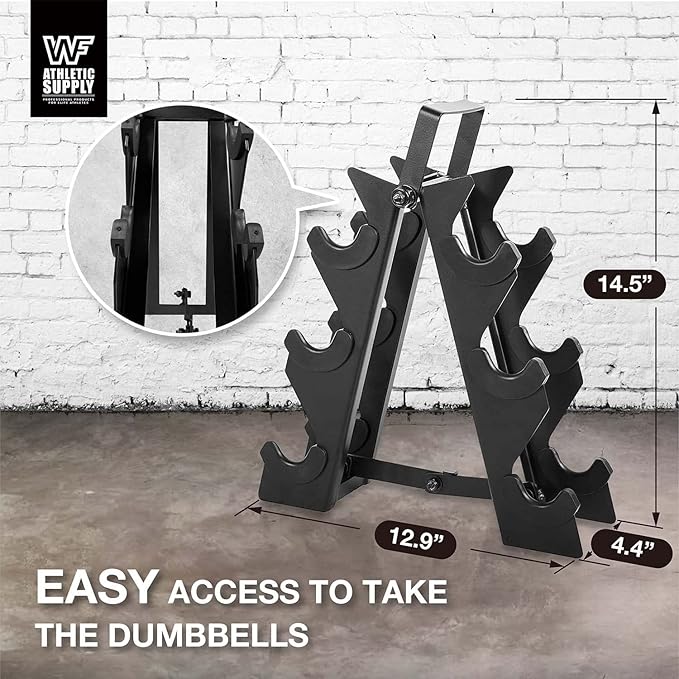 WF Athletic Supply Rubber Encased Hex Dumbbells with Rubber Grip Contoured Handle for Muscle Toning, Strength Building & Full Body Workout