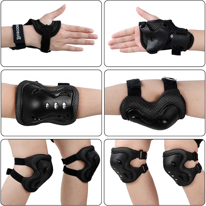 BOSONER Kids/Youth Knee Pad Elbow Pads Guards Protective Gear Set for Roller Skates Cycling BMX Bike Skateboard Inline Skatings Scooter Riding Sports