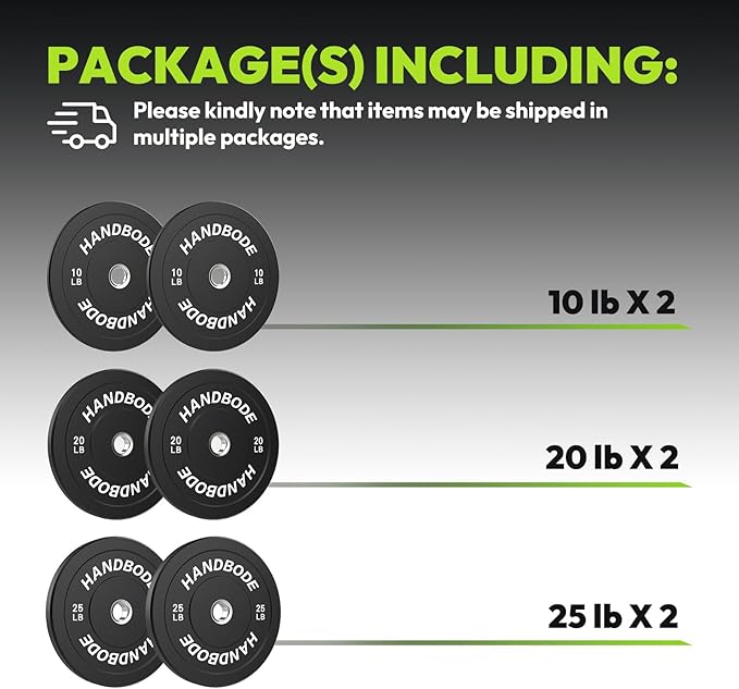 Bumper Plates 2 - Inch Olympic Weight Plate Set for Barbell, 10-55 lb Rubber Weights Sets for Home Gym, Strength Training Plate, Weight Lifting, Black