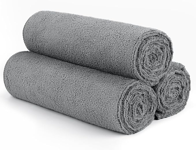 Orighty Gym Towels, Highly Absorbent Sweat Towels, Soft and Quick Drying Gym Towel for Daily Use, Multi-Purpose Towel for Sport, Salon, Spa, Hotel, 16 x 27 Inch, Grey, 3 Pack