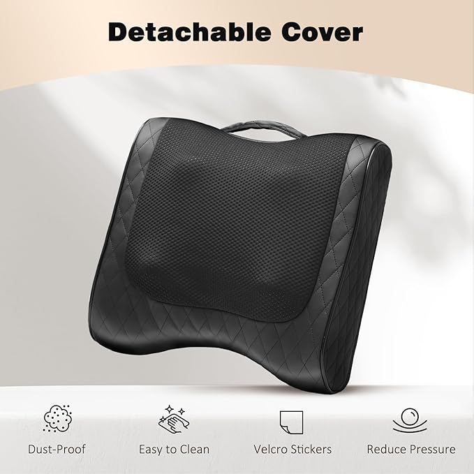 Back Massager with Heat, Percussion & Shiatsu 2-in-1 Massager for Lower Back Pain Relief, 3D Deep Tissue Kneading Massage Pillow for Back, Waist, Leg, Foot Relax, Gifts for Women Men