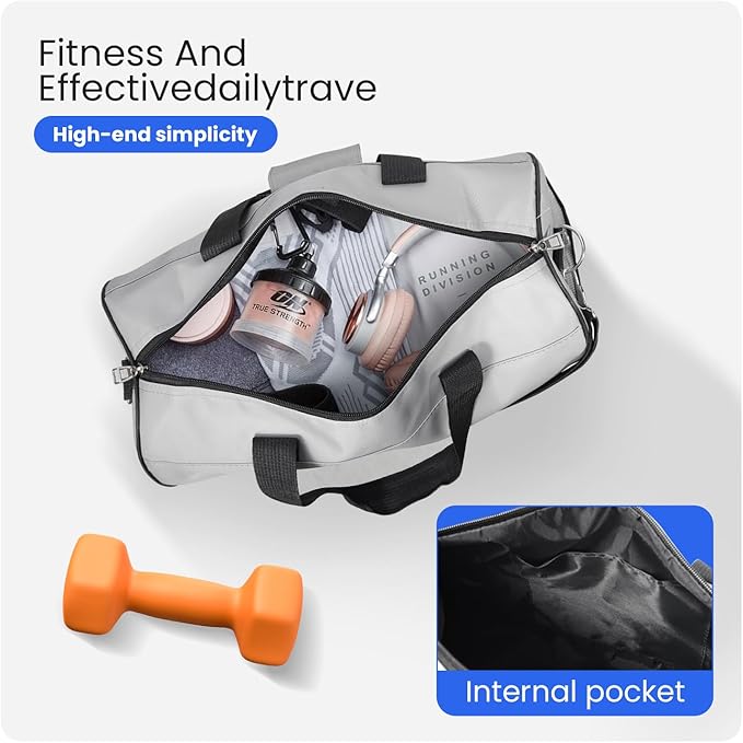 C&F BOGMOST Small Gym Bag for Travel & Duffel - 17 Inch Lightweight Carry On Bag for Men & Women, Mini Duffel Bag,Perfect for Sports, Weekend Trips, and Overnight Stays, Grey