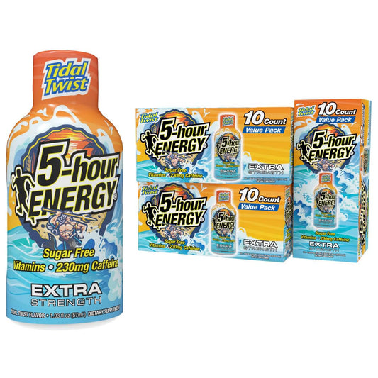 5-hour ENERGY Extra Strength Energy Shot, Tidal Twist (1.93 oz., 30 Count), Zero Calories & Sugar-Free 230 mg Caffeinated Energy Shot, Amino Acids & B Vitamins, Dietary Supplements, , Pina-Colada Flavor