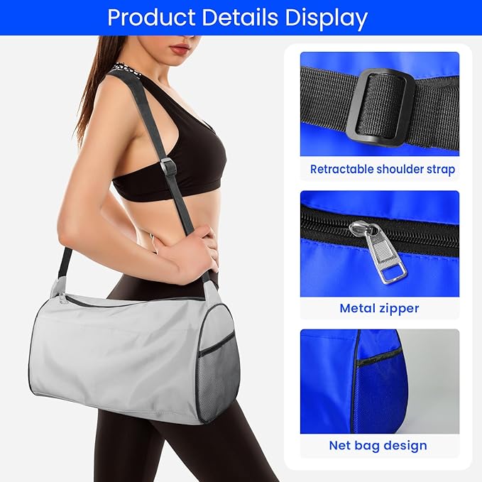 C&F BOGMOST Small Gym Bag for Women & Men,Small Lightweight Duffel Bag Carry On Bags Mini Duffel Travel Bag Waterproof Sports Bags for Workout/Sport/Travel, Blue