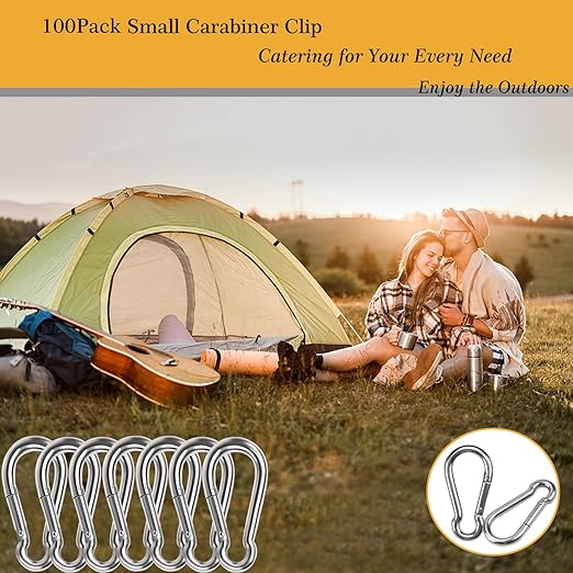 150 Pcs Carabiner Clip Spring Snap Hook, M5 2 Inch Heavy Duty Galvanized Steel Spring Snap Hook, Quick Link Keychain Clip for Keys Swing Set Camping Fishing Hiking Traveling(220 lbs Capacity)