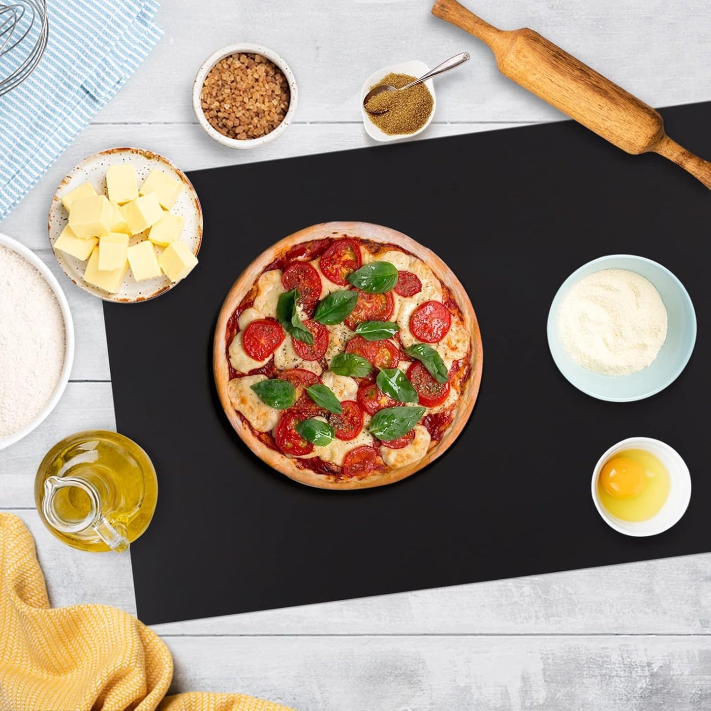 Silicone Mat Heat Resistant Mats for Countertop, Multipurpose Large Silicone Mats for Crafts Kitchen Workbench Size 36x24 inches Thick 2mm,Rolled Package,Black