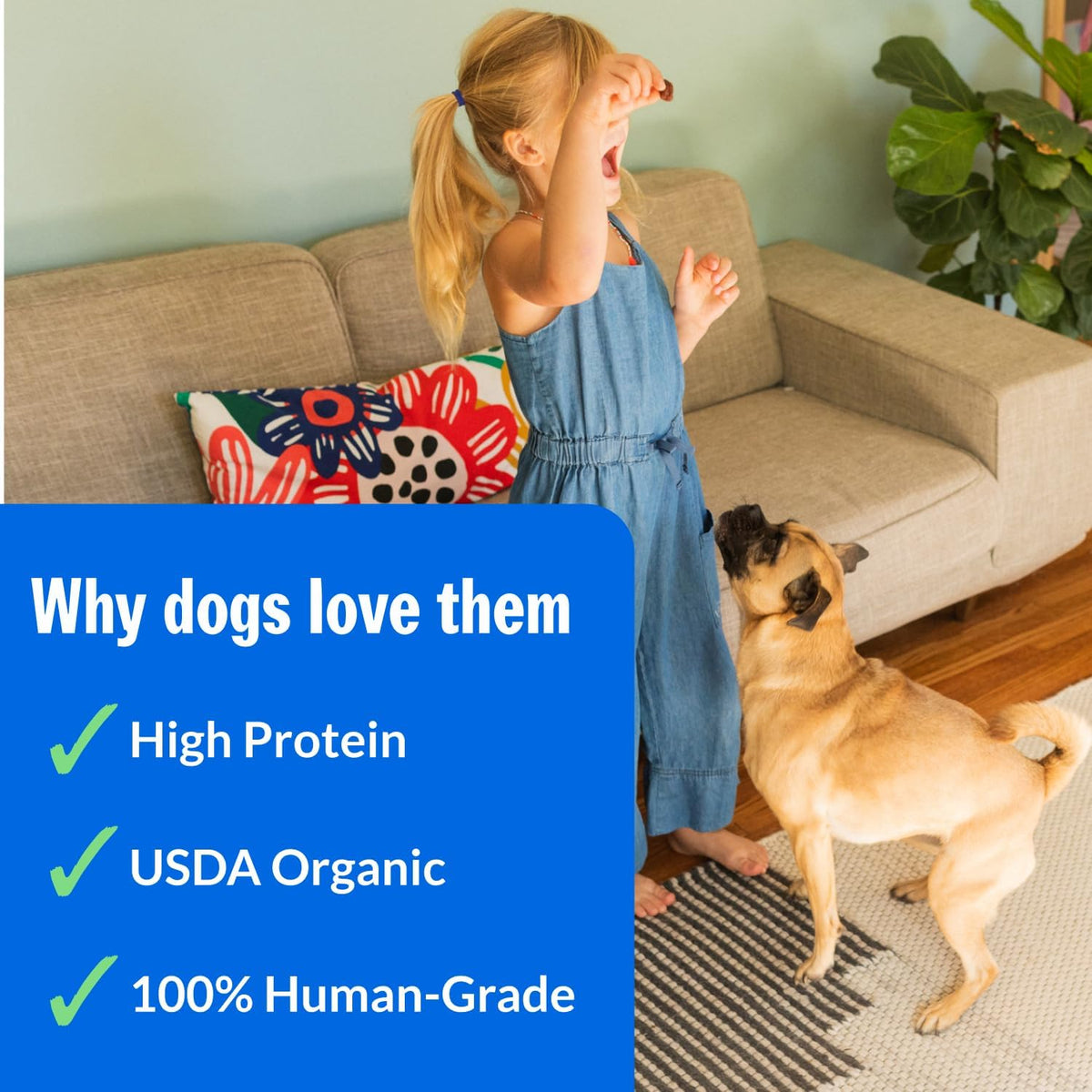 PetPlate Chicken Apple Sausage Bites, Human Grade Dog Treats, All Life Stages, Grain-Free, Organic and Real Ingredients, High Protein, Healthy Snacks (Pack of 1, 4.5 Ounce)