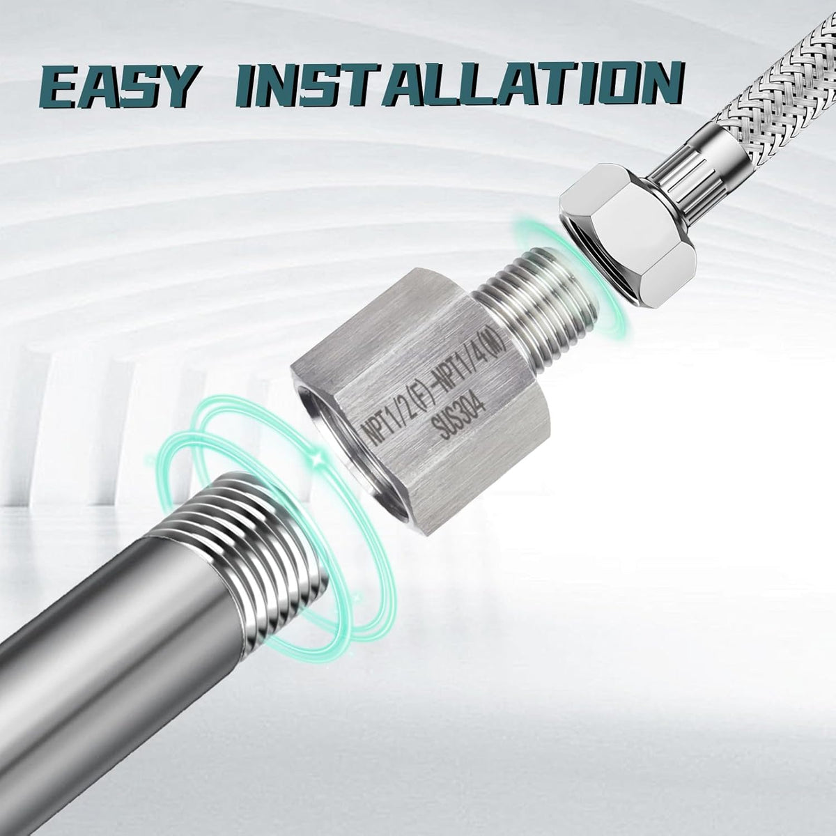 2 pieces Npt3/4 Female to Npt3/8Male Reducer,3/4-3/8Water pipe Adapter, Fabricate of 304 Stainless Steel