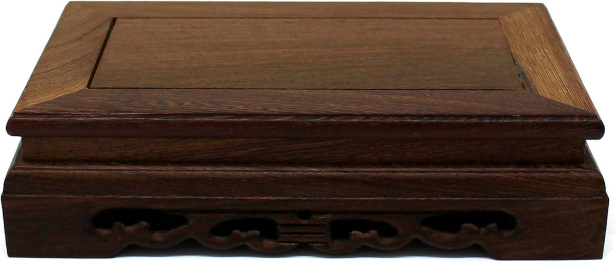 CVHOMEDECO. Primitives Rustic Rosewood Rectangle Display Stand Vase Pot Base Fishbowl Pedestal Stand. (8-1/2 Inch)