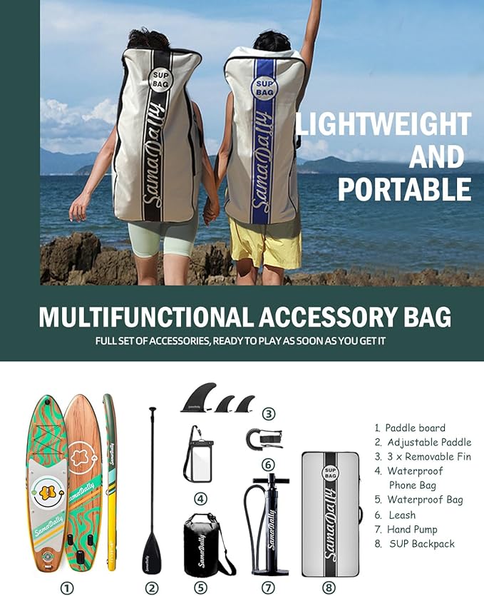 11'Stand Up Paddle Boards Surf Control with Premium SUP Board Accessories Backpack & Removable Fins, 34" Wide Inflatable Paddle Boards of All Skill Levels