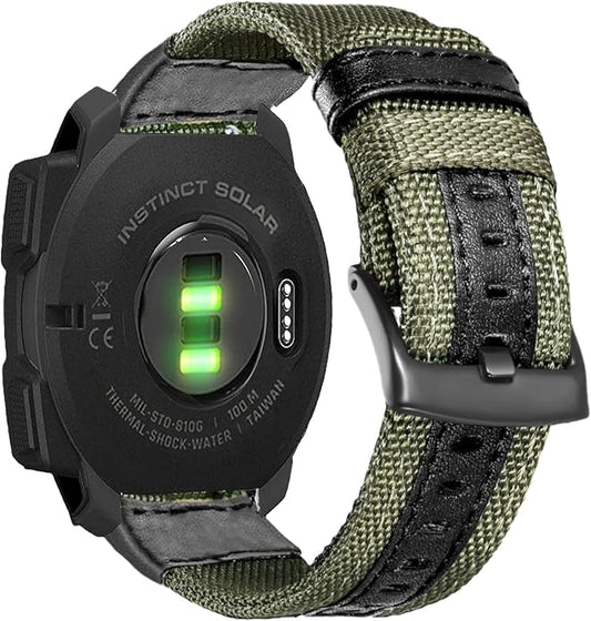 22mm Military Nylon Watch Bands for Garmin Instinct/Instinct 2 Solar, Durable Fabric Sport Strap Replacement Wristband Bracelet for Garmin Instinct Tactical/Esports/Tide/Instinct Solar