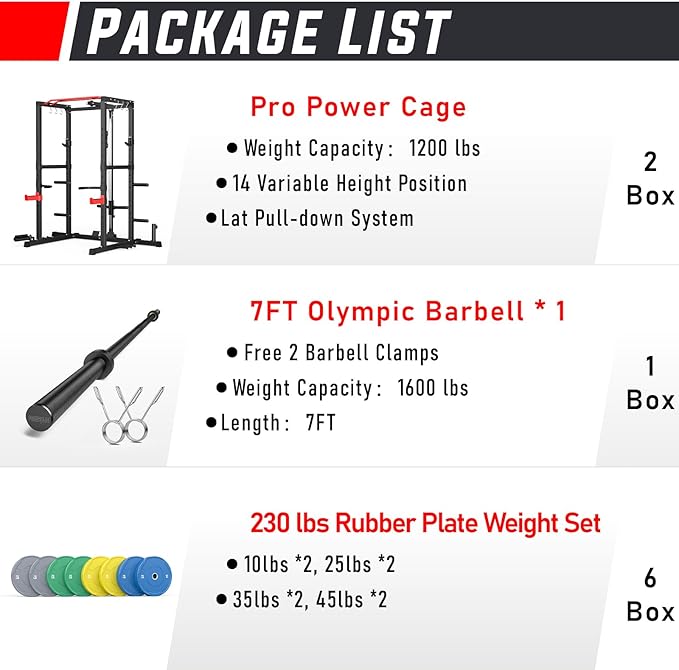 Sportsroyals Power Cage,1600lbs Multi-Function Power Rack with Adjustable Cable Crossover System and More Training Attachment, Weight Cage for Home Gym