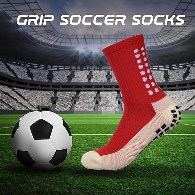 2 Set Anti-Slip Grip Soccer Socks with Shin Guard Sleeves, Sports Athletic Socks for Men Women