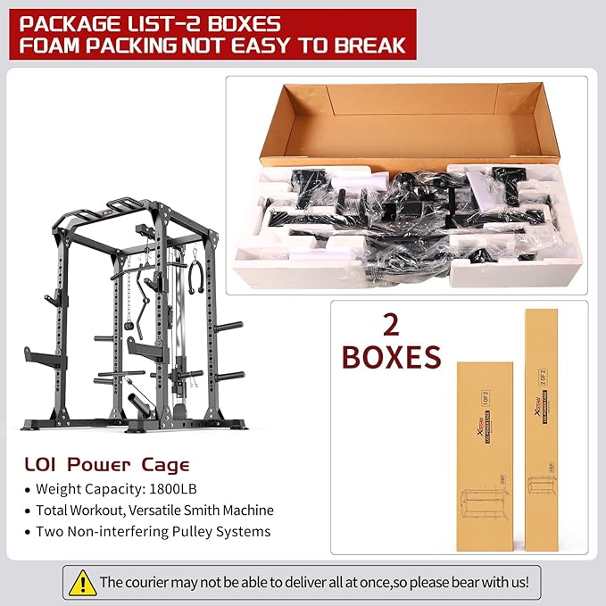 Power Rack Power Cages Multi-Function Squat Rack with Cable Crossover System Selectable More Training Attachment Weight Cage for Garage Home Gym