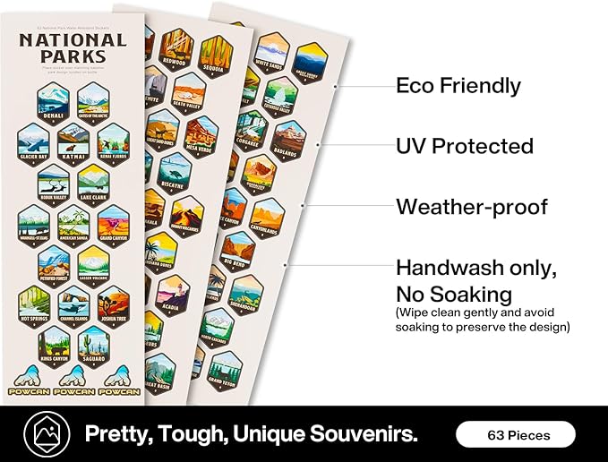 26 oz National Parks Water Bottle with Waterproof Stickers: 2-in-1 Straw Spout Lid, Keep Cold 24H, Leakproof, Car CupHolder Friendly, Insulated Stainless Steel Cup for Travel, Sports, School (Black)