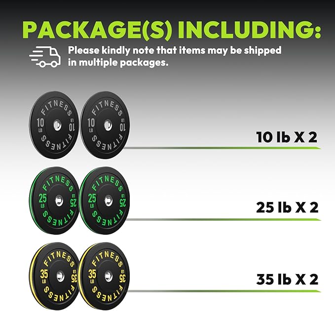 Bumper Plates 2 - Inch Olympic Weight Plate Set for Barbell, 10-55 lb Rubber Weights Sets for Home Gym, Strength Training Plate, Weight Lifting, Black