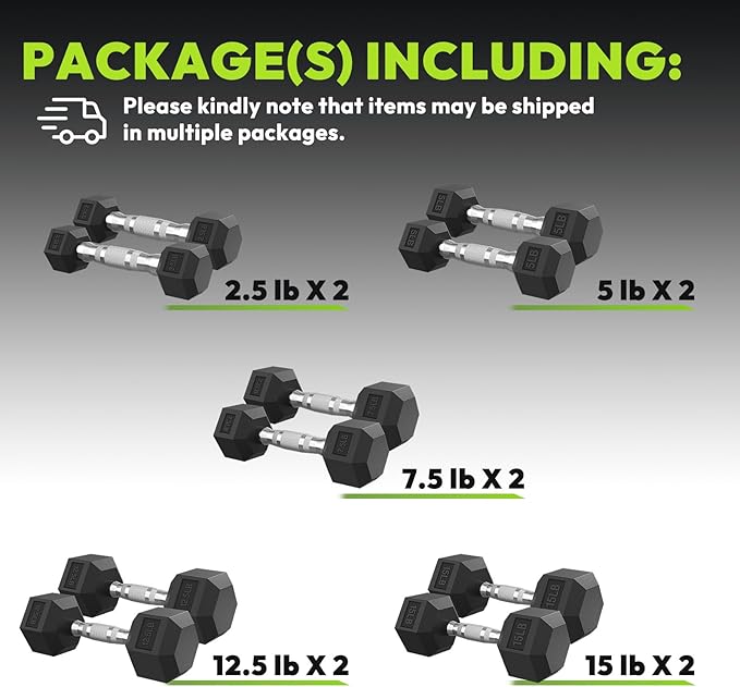Hex Dumbbell Set, 30-480 lb Set Rubber Encased Exercise & Fitness Dumbbells, Weights Dumbbells Set, Hand Weight for Strength Training