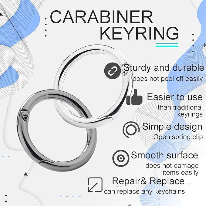 12Pack 1 Inch Spring O Ring Clip Keychain, 4 Colors Round Carabiner Clip Keyrings Snap Hook Buckle for Purse Shoulder Bag Chain Ring Clip Replacement Paracord Keychain Lanyard Leather Repair Hardware