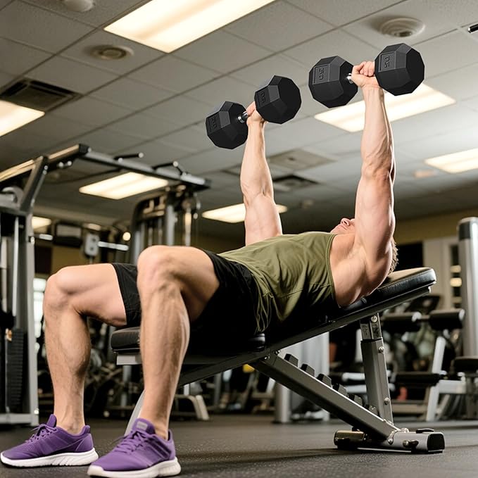 Rubber Coated Hex Dumbbell Weight Set, Multiple Sizes Exercise & Fitness Dumbbells,100LB Set,110LB Set,200LB,350LB,450LB,550LB, 35-50Lbs Pairs for Muscle Toning, Strength Building & Full Body Workout