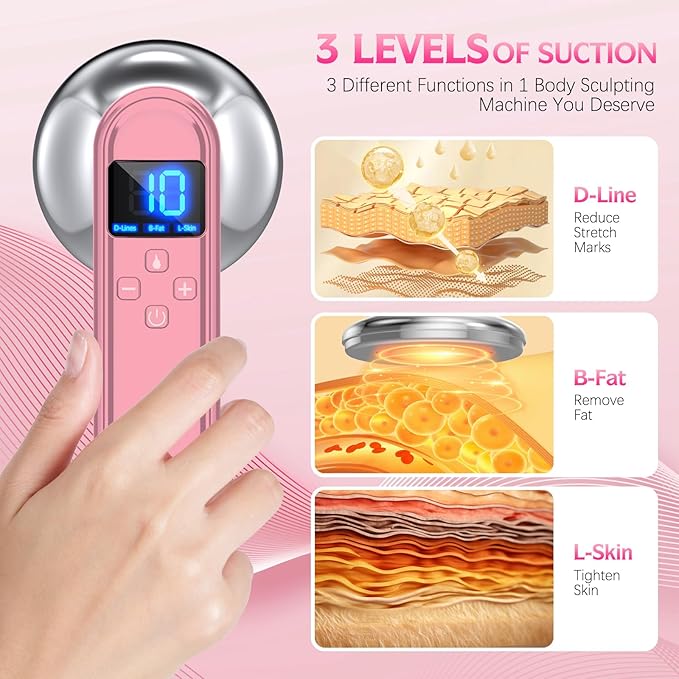 Body Sculpting Machine - Professional Cordless Cellulite Massager - Suitable for Belly, Neck, Leg, Hip, Arm (Pink)