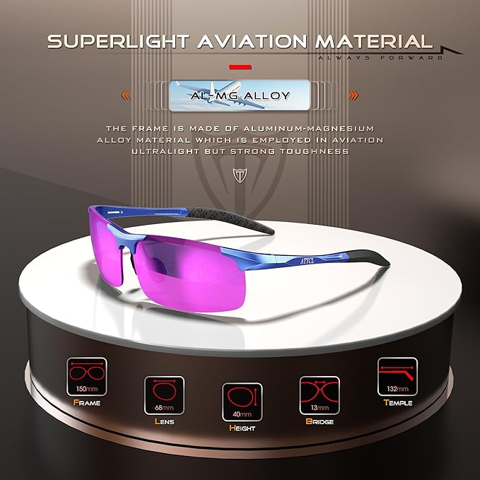 ATTCL Men's Sports Polarized Sunglasses Men for Driving running Fishing Golf - UV Protection Sun glasses Metal Frame