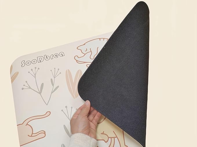 Mini Yoga Mat with Playful Cat Design, Yoga Knee Pads,Double-Sided Non-Slip, Meditation,Exercise Mat for Women&family use,White