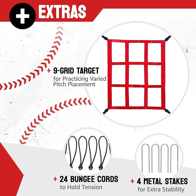 Baseball Rebounder Net, 3/5 Adjustable Angles 4x4.5FT Pitch Back Baseball Softball Volleyball Rebounder with 2 Strike Zones, UV Resistant, Pitchback Trainer for Ground, Line Drive & Fly Balls