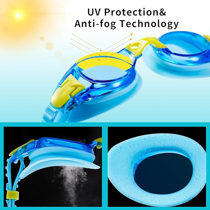 Aegend 2 Pack Kids Goggles, Swimming Goggles for Kids Age 4-16 Boys and Girls Youth, Anti-Fog Waterproof Anti-UV Pool Goggles