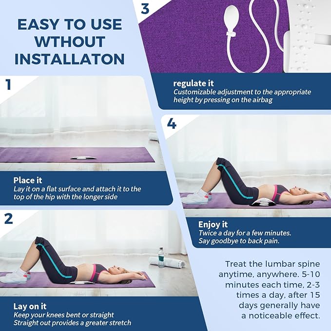 Back Stretcher for Lower Back Pain Relief,Adjustable Lumbar Traction Device, Ergonomic Spine Board with Acupressure Points,Back Massager for Spinal Decompression and Scoliosis