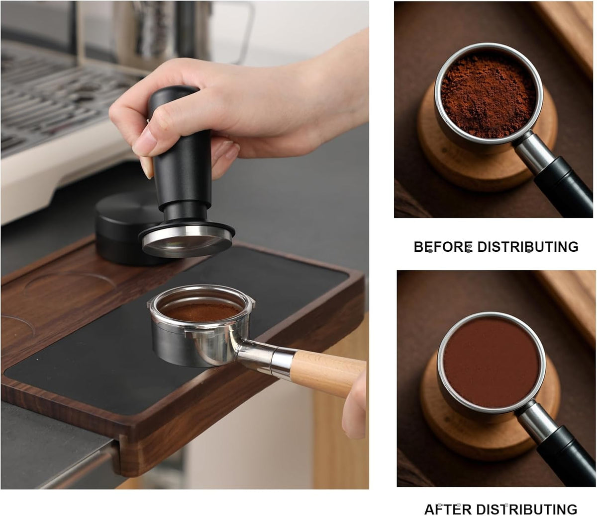 TFSWUFI 53mm Espresso Tamper,Spring Loaded Tamper with Stainless Steel Ripple Base,Compatible with 53mm Portafilter,Coffee Tamper for Coffees Enthusiast and Home Barista