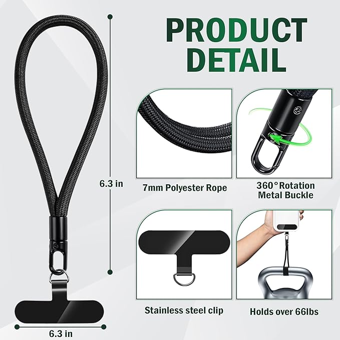 Adjustable Hand Wrist Strap Lanyard, Phone Lanyard With 2 Metal Tether Tabs, Phone Wrist Strap, Wrist Lanyard