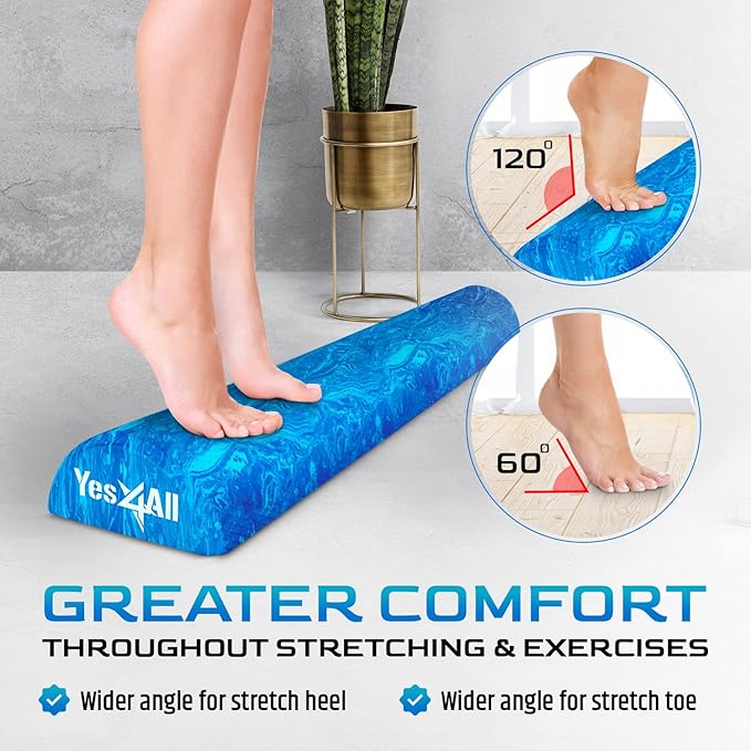 Yes4All EVA Firm Foam Roller for Stretching, Half Yoga Back Roller for Muscle Massage for Pilates, Yoga, Balance & Core Exercises - 12/36 inches