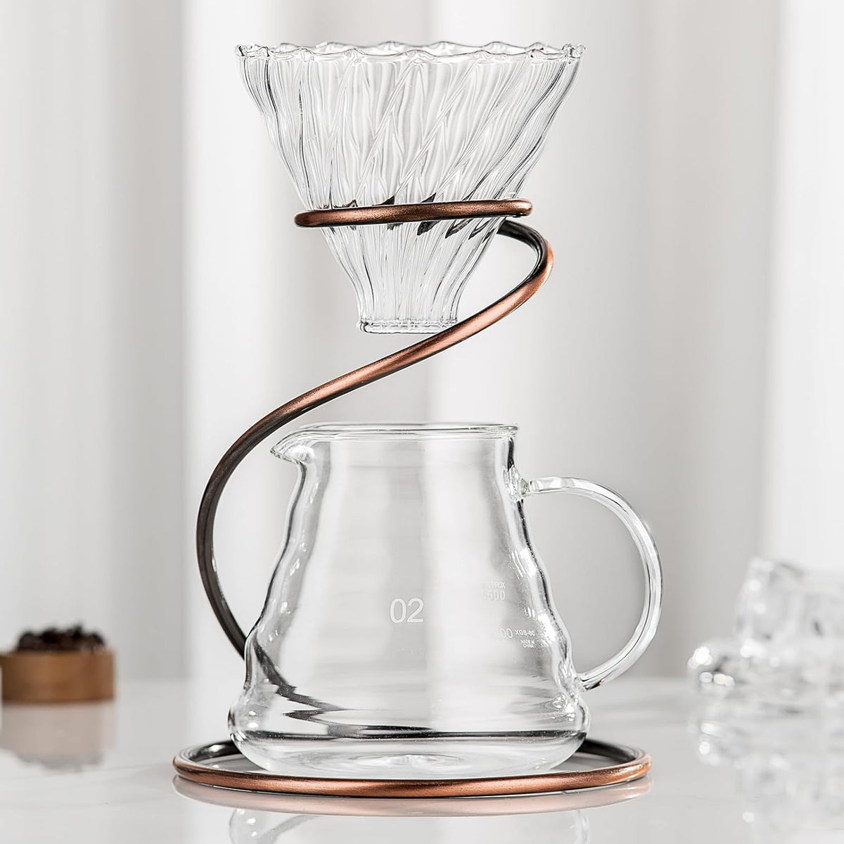 Coffee Pour Over Set – Complete Pour Over Coffee Maker with Dripper, 40Filters, and Metal Stand – Portable & Stylish Style Drip Coffee Brewer
