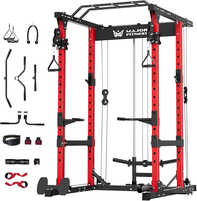 MAJOR FITNESS Drone1 Power Cage - Multi-Function Power Rack for Home Gym, Squat Rack, Cable Crossover System, for Strength Training, Heavy-Duty Steel Construction