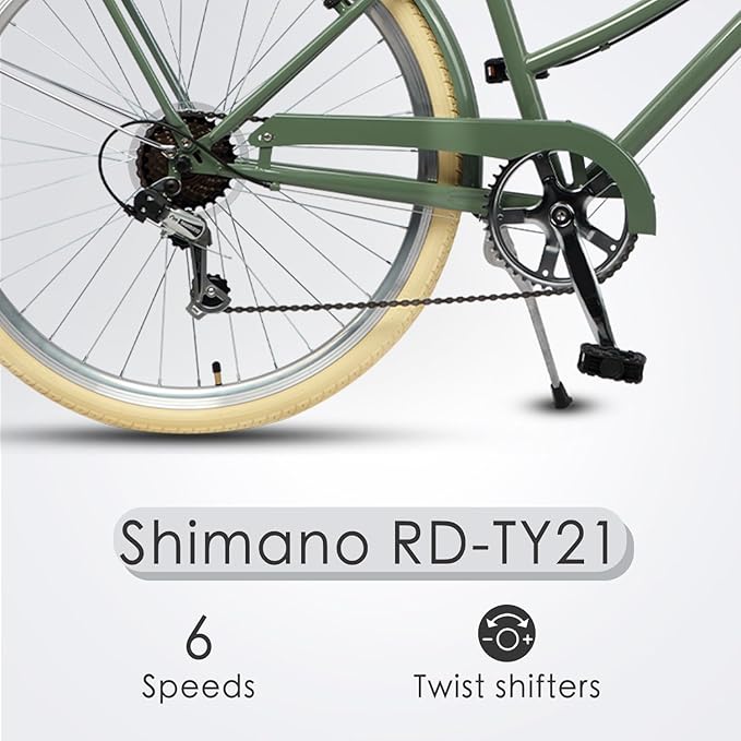 AVASTA Astrid Vela Hybrid Bike for Adult Women Female Lightweight Step Through 26 Inch High Tensile Steel Frame City Commuter Comfort Lady Bicycle, 6-Speed, Multiple Colors