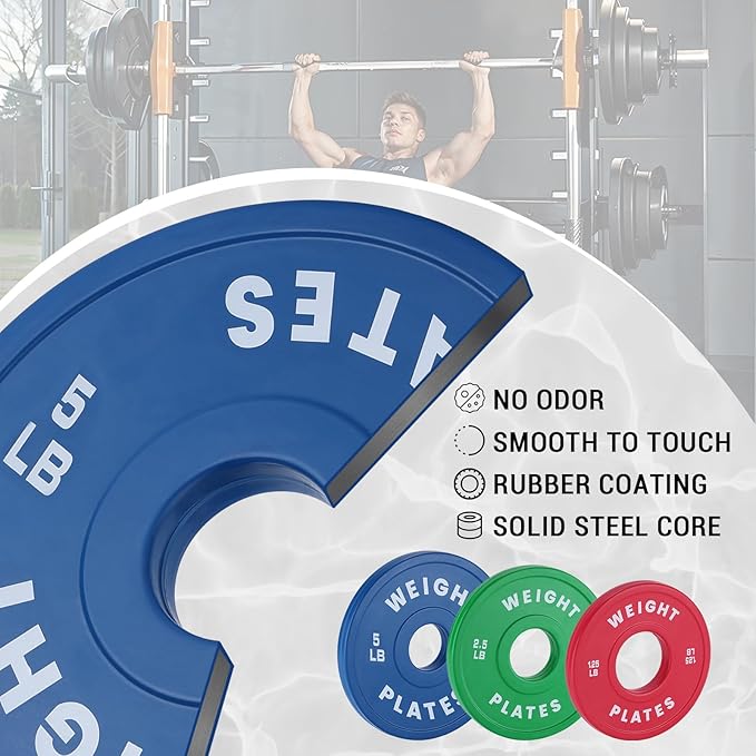 2 in Change Plates 1.25LB Pairs 2.5LB Pairs 5LB Pairs 10LB Pairs 17.5 LB 37.5 LB Set Fractional Weight Plates Set,Bumper plates for Gym Home,Rubber Coating & Steel